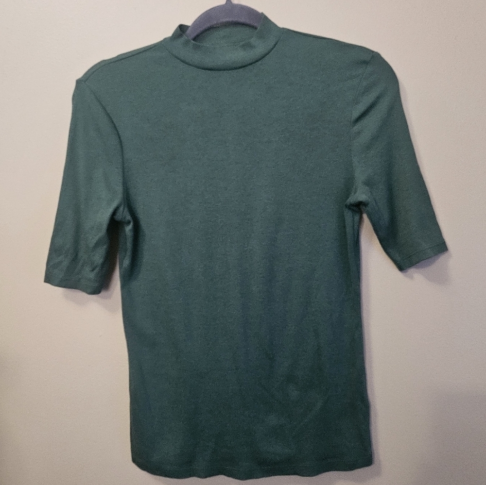 A New Day Women's Size S Half Sleeve Moch Turtleneck Tee Green Shirt
